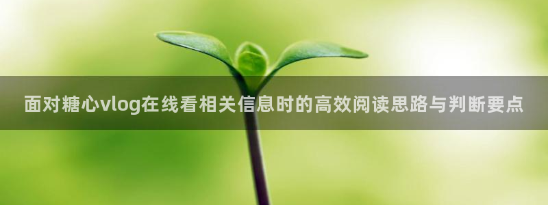 糖心入口:面对糖心vlog在线看相关信息时的高效阅读思路与判断要点